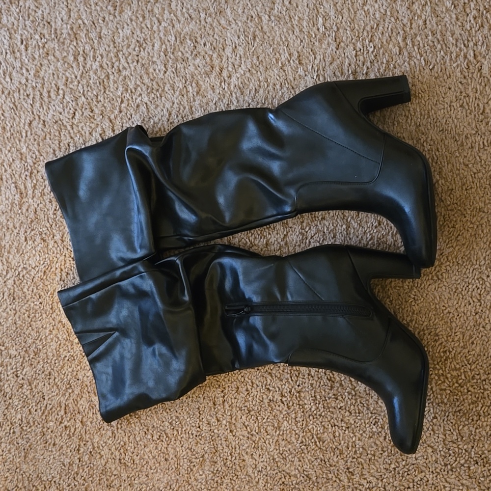 Black knee-high boots 3 inch heel